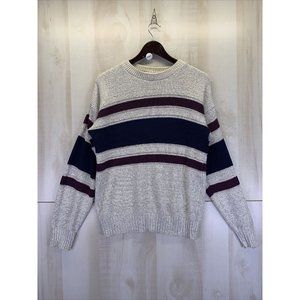 Vintage 90s Ruffian Mens Stripe Knit Cotton Pullover Sweater Medium USA Made-